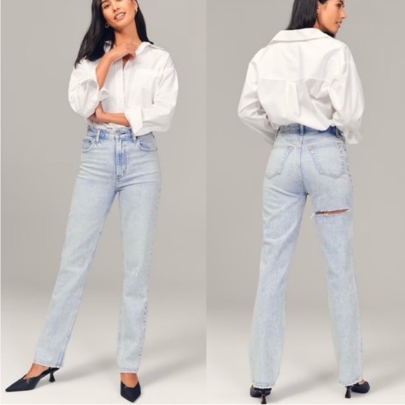 Abercrombie & Fitch Curve Love 90’S Straight Ultra High Rise Jean Size 29R - Picture 1 of 6